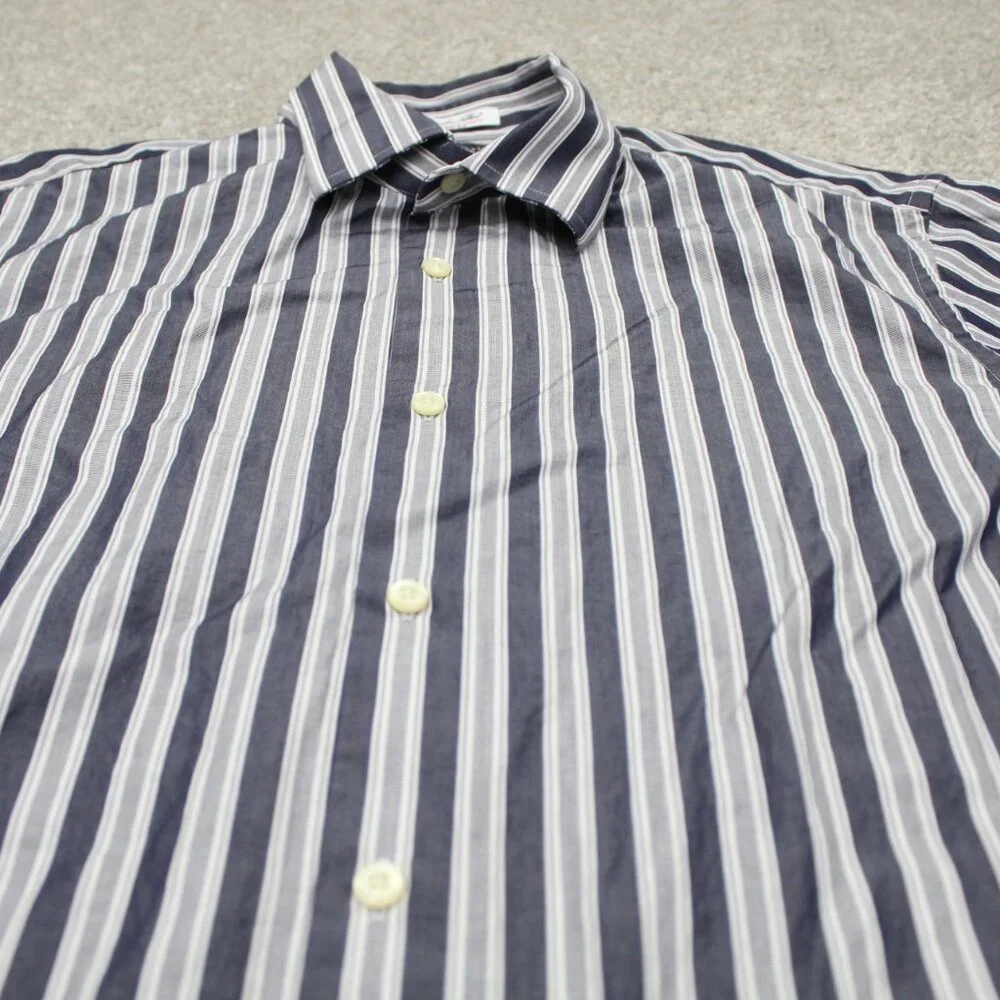 Banana Republic Shirt Mens Large Blue/Gray Slim Fit Albini Italian Fabric Cotton